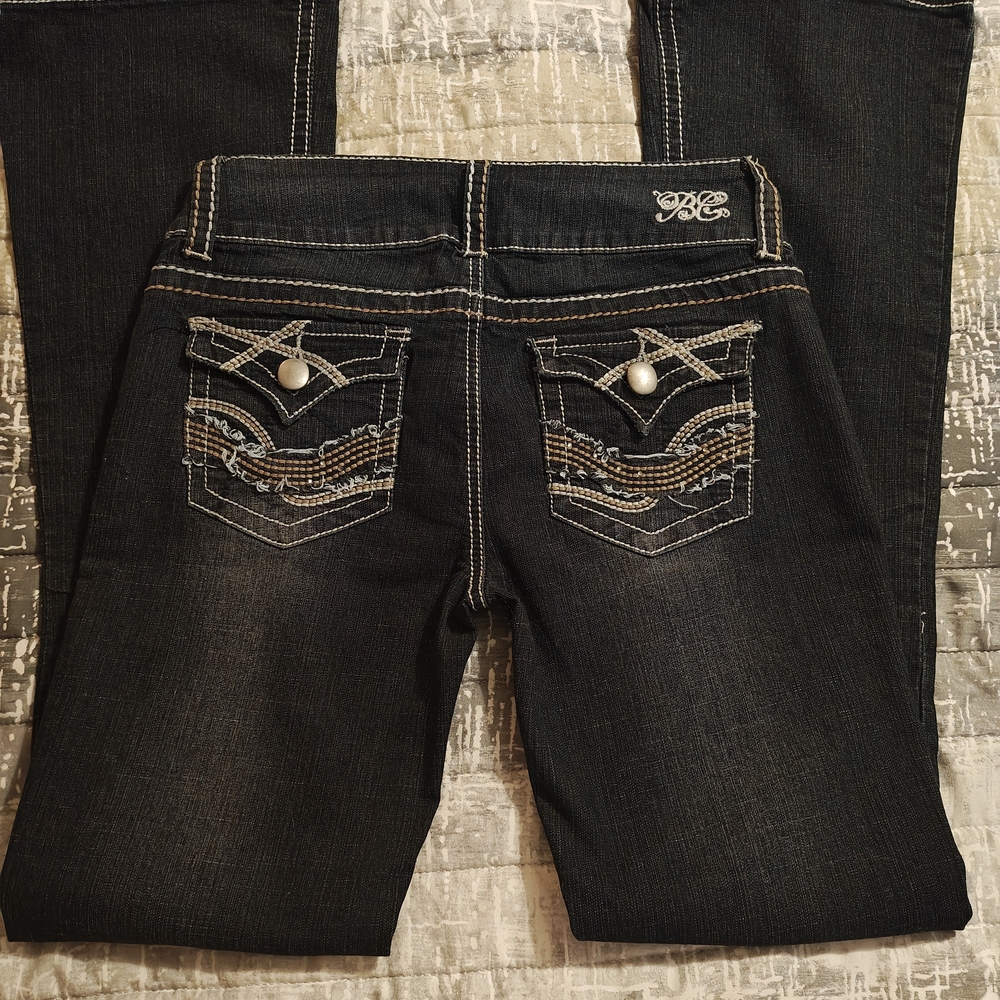 Bubblegum Black Boot Cut Jeans with Embellishments